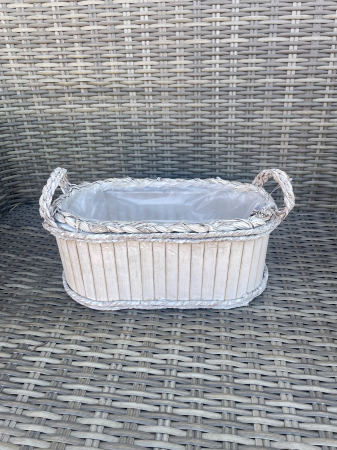 COSURI - Cutie mare lemn ovala alba 30 cm