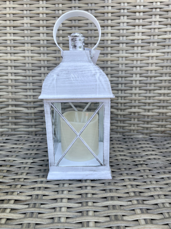 CRACIUN MAGIC - Felinar  alb cu lumanare baterii