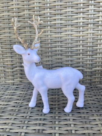 CRACIUN MAGIC - Ren catifea alb cu coarne aurii