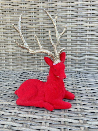 CRACIUN MAGIC - Ren culcat catifea rosie