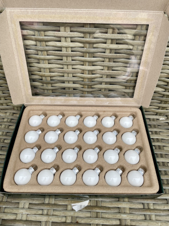 CRACIUN 2026 - Set 24 Globulete sticla albe mate, 2,5 cm
