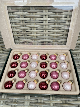 CRACIUN 2026 - Set 24 Globulete sticla mix' wild blossom' , 2,5 cm