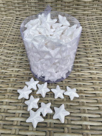 CRACIUN 2026 - Set stelute albe glitter polistiren 3.5 cm