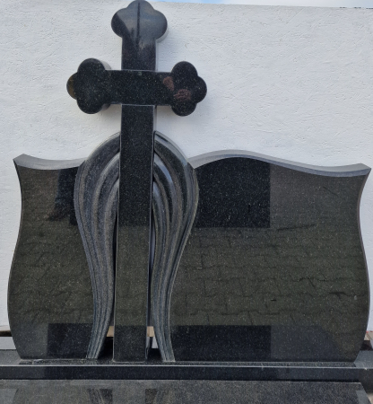 Cruci Granit - MONUMENT FUNERAR DUBLU GRANIT NEGRU