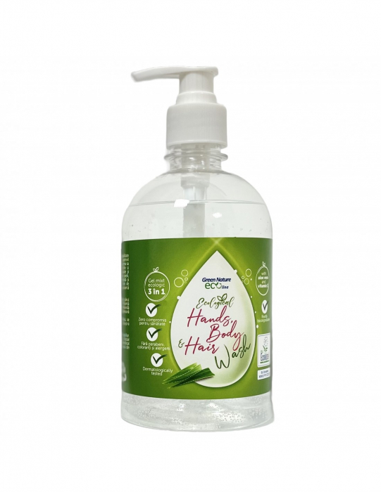 Green Nature Eco Line Ecological Hands, Body & Hair Wash PET 500 ml cu pompita                   Gel mixt ecologic 3 in 1 [1]