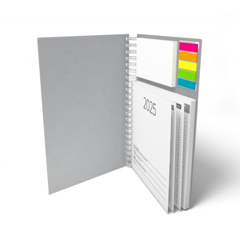 Agende & Calendare - Agenda A4 cu notite repozitionabile argintiu