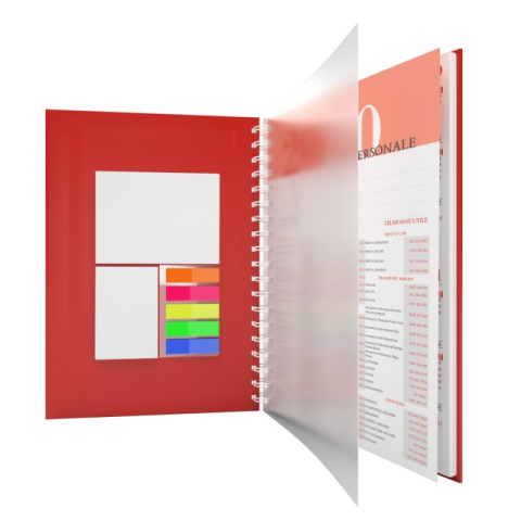 Agende & Calendare - Agenda B5 cu notite repozitionabile rosu