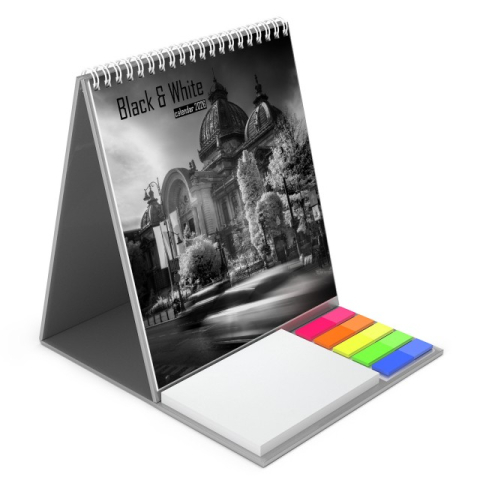 Agende & Calendare - Calendar de birou cu notite repozitionabile DM203 Alb si Negru