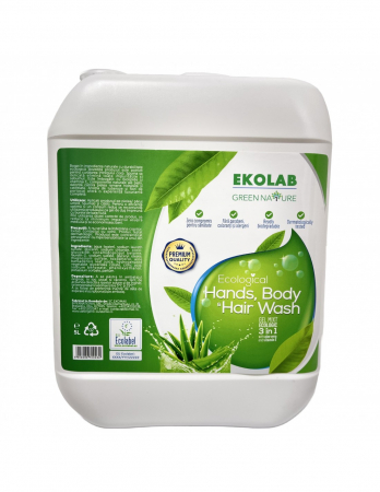 Suprafete - Green Nature Ecological Hands, Body & Hair Wash canistra 5 litri                                         Gel mixt ecologic 3 in 1