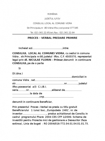 Tipizate - Proces verbal predare primire serviciul de paza- coperta carton duplex
- 2 car