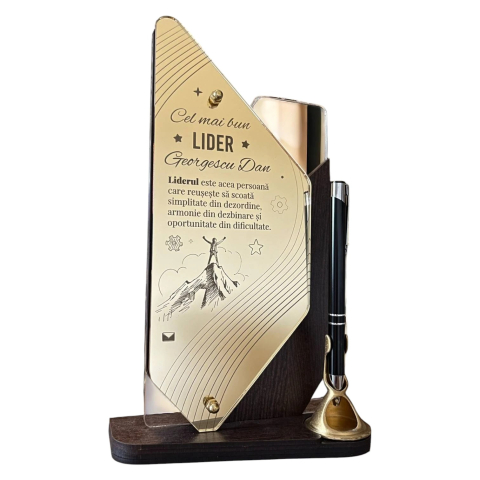 Cadouri personalizate - Trofeu personalizat cu pix - Cel mai bun lider