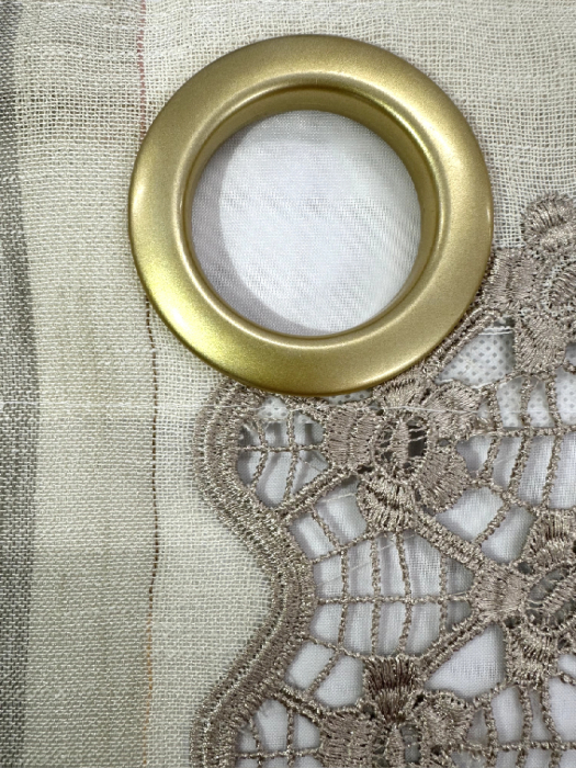 Draperie 145x260 cm cu Model Dungi Verticale și Broderie Spartă Cappucicno [2]