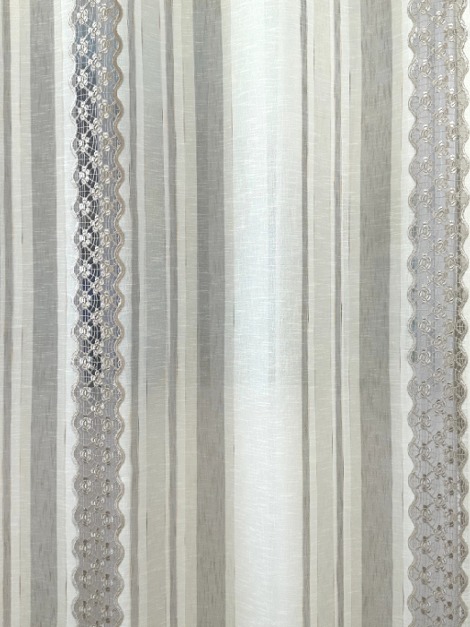 Draperie 145x260 cm cu Model Dungi Verticale și Broderie Spartă Cappucicno [5]