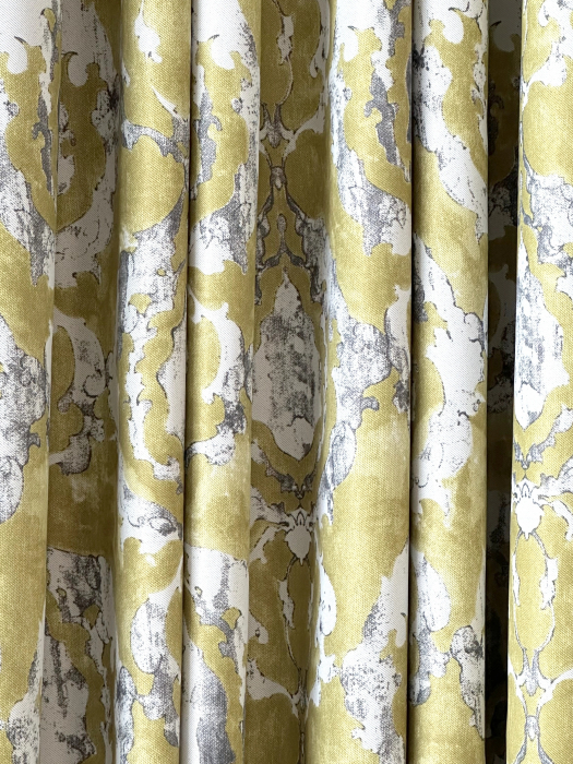 Draperie Blackout Verde Lime cu Model Abstract Gri și Alb [7]