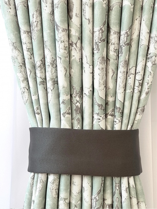 Draperie Blackout Verde Mentă cu Model Abstract Gri [8]
