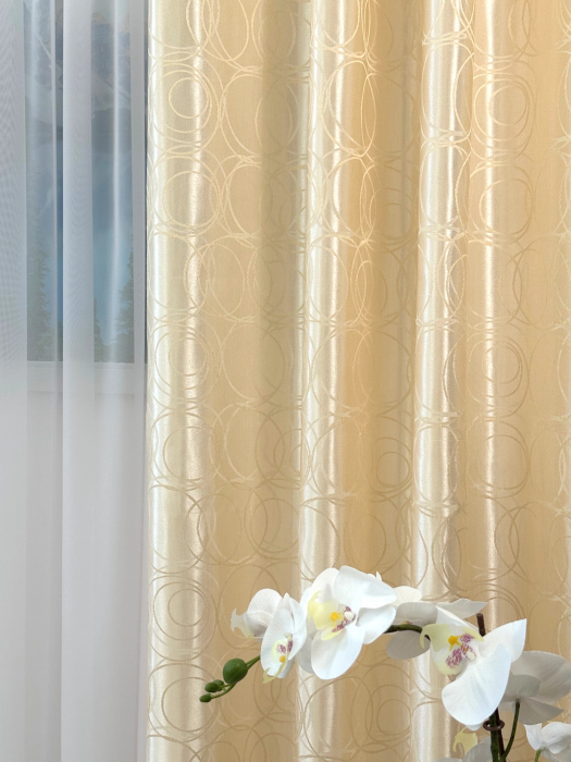 Set 2 Draperii Satin Crem cu Cerculețe 145x260cm [4]