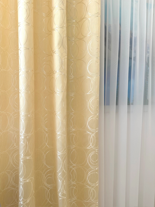 Set 2 Draperii Satin Crem cu Cerculețe 145x260cm [3]