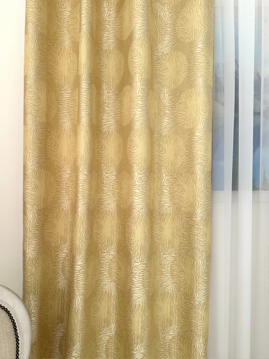 Set 2 Draperii Satin Galben-Auriu 145x260cm cu Model Cappuccino [3]