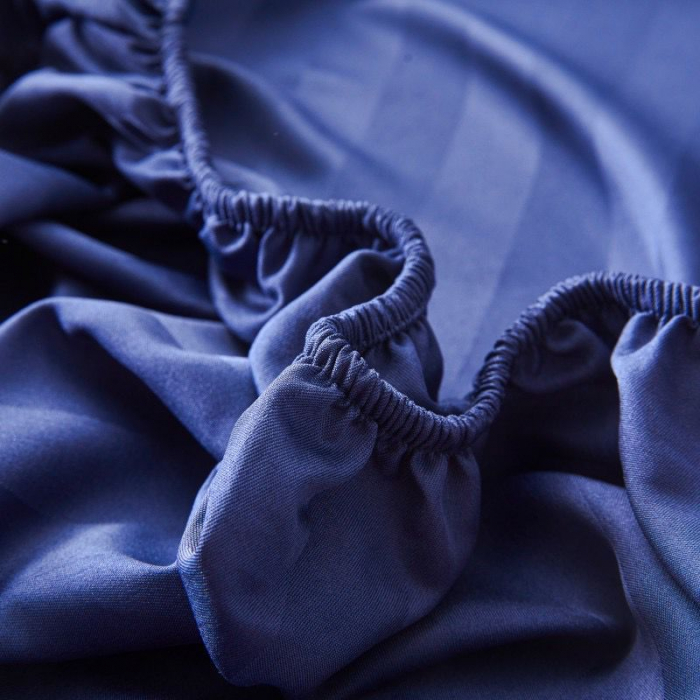 Set Lenjerie Pat Damasc Spatium 4 Piese Albastru Marin [12]