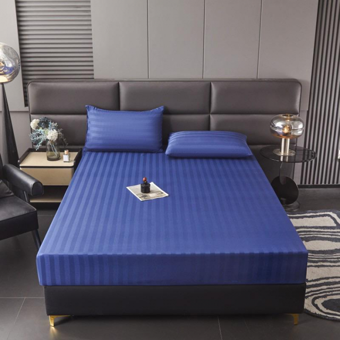 Set Lenjerie Pat Damasc Spatium 4 Piese Albastru Marin [4]