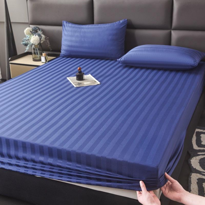 Set Lenjerie Pat Damasc Spatium 4 Piese Albastru Marin [9]