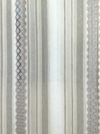 Draperie 145x260 cm cu Model Dungi Verticale și Broderie Spartă Cappucicno [4]