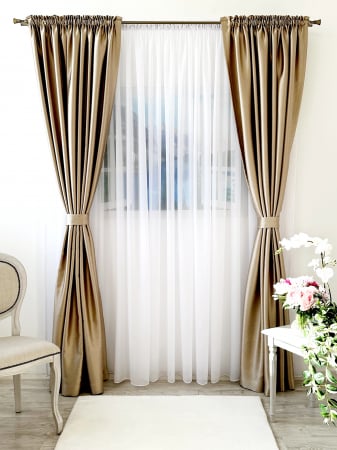 Draperii dormitor - Draperie Blackout Crem Satinat