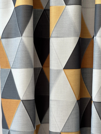 Draperie Blackout cu Model Imprimat Geometric Gri și Ocru [1]