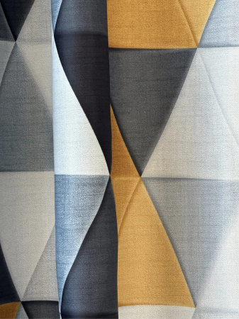 Draperie Blackout cu Model Imprimat Geometric Gri și Ocru [4]