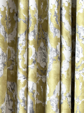 Draperie Blackout Verde Lime cu Model Abstract Gri și Alb [6]