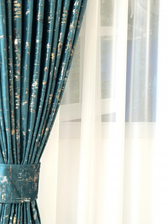 Draperie Catifea Turcoaz cu Inserții Aurii și Argintii [4]