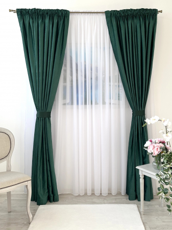 Draperii de lux - Draperie Catifea Verde Geometric