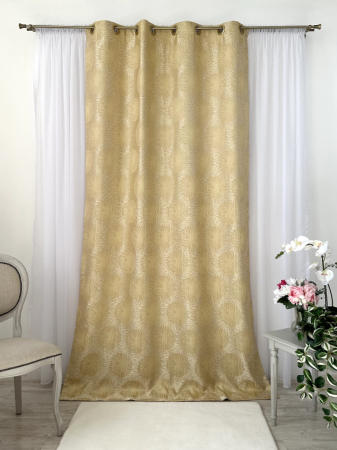 Draperii dormitor - Draperie Satin Galben-Auriu 145x260cm cu Model Cappuccino