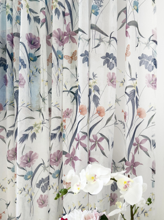 Perdea In Cu Imprimeu Floral și Fluturași [3]