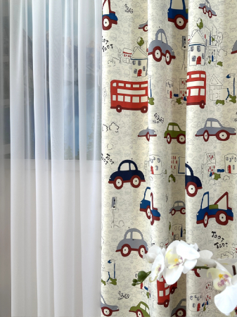 Set 2 Draperii Copii 145x260cm Dimout cu Mașinuțe Colorate [3]