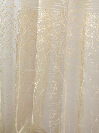 Set 2 Draperii Crem din In Creponat și Organza Brodate cu Pomișori 145x260cm [7]