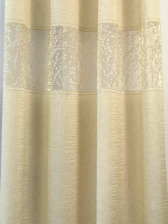 Set 2 Draperii Crem din In Creponat și Organza Brodate cu Pomișori 145x260cm [4]