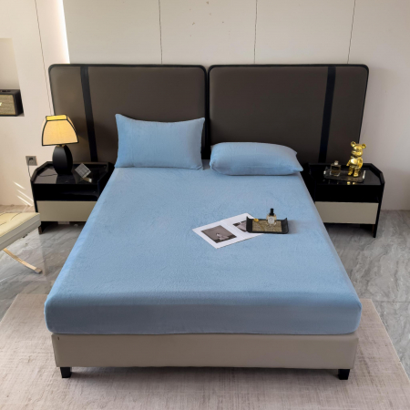 Lenjerii pat catifea - Set Lenjerie de Pat Catifea Velvet Nights 3 Piese Azur