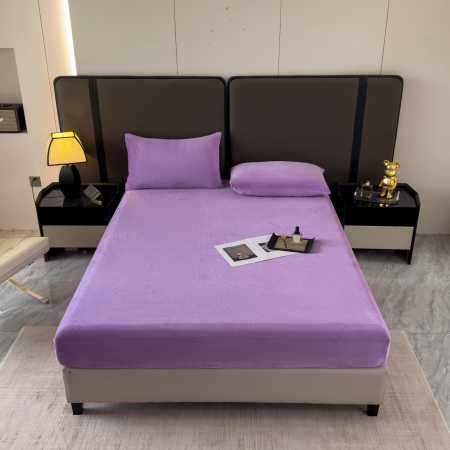 Lenjerii pat catifea - Set Lenjerie de Pat Catifea Velvet Nights 3 Piese Mov