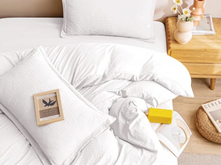 Lenjerii de pat - Set Lenjerie de Pat Soft Waves 4 Piese Alb