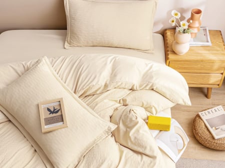 Lenjerii de pat - Set Lenjerie de Pat Soft Waves 4 Piese Bej