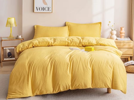 Lenjerii de pat - Set Lenjerie de Pat Soft Waves 4 Piese Galben