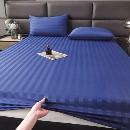 Set Lenjerie Pat Damasc Spatium 4 Piese Albastru Marin [6]