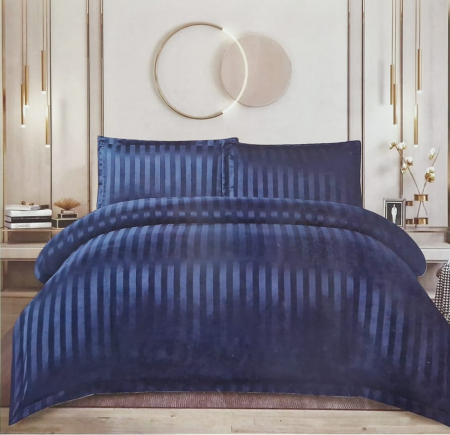 Lenjerii pat damasc - Set Lenjerie Pat Damasc Spatium 4 Piese Albastru Marin