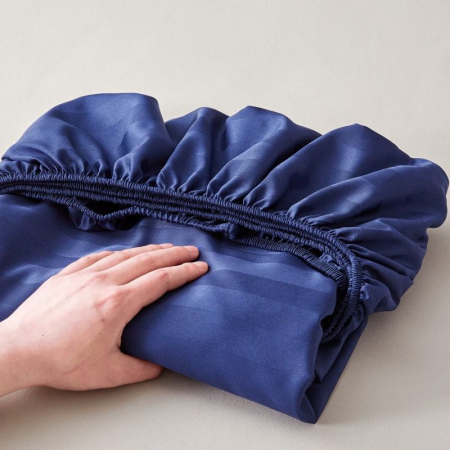 Set Lenjerie Pat Damasc Spatium 4 Piese Albastru Marin [10]