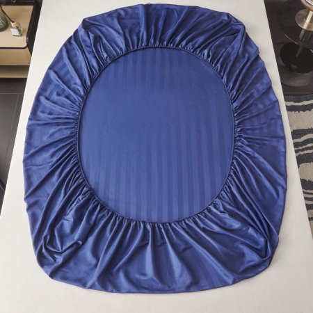 Set Lenjerie Pat Damasc Spatium 4 Piese Albastru Marin [2]