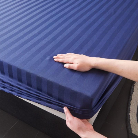 Set Lenjerie Pat Damasc Spatium 4 Piese Albastru Marin [4]