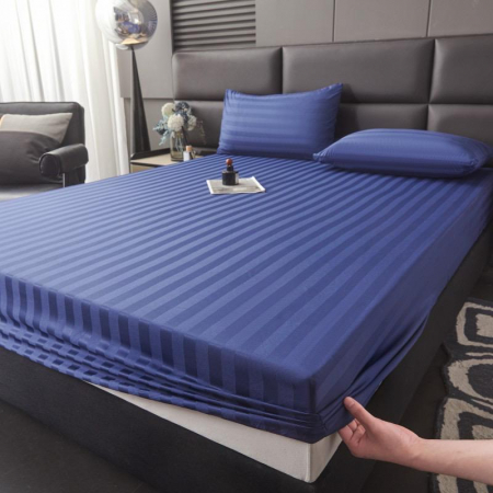 Set Lenjerie Pat Damasc Spatium 4 Piese Albastru Marin [7]