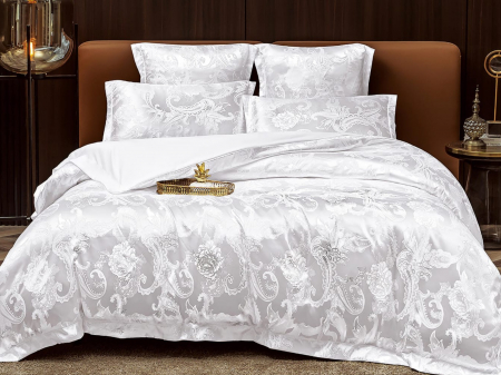 Lenjerii de pat - Set Lenjerie Pat Jacquard 6 Piese Alb