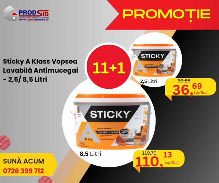 STICKY A KLASS Vopsea Lavabilă Antimucegai 2,5 ltr. [2]